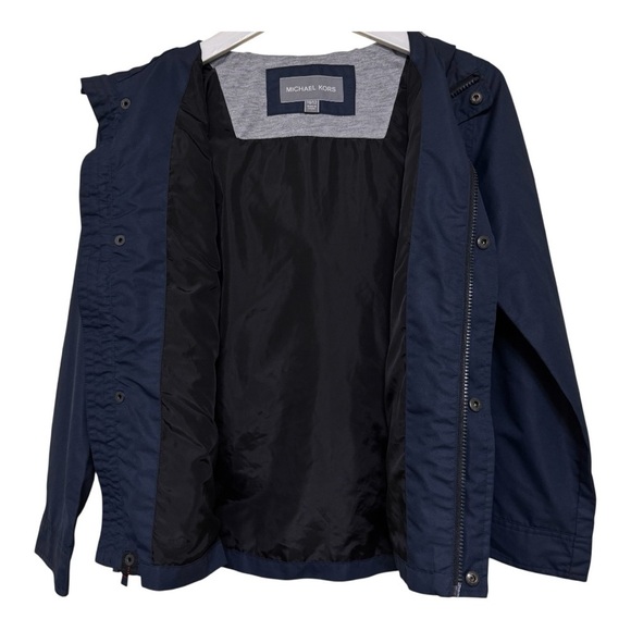 Michael Kors Rain Jacket Blue Red Hooded Button Up Full Zip Boy Girl Sz 10-12 - Picture 3 of 11